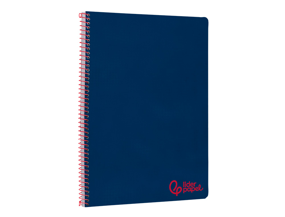 CUADERNO ESPIRAL LIDERPAPEL A4 WONDER TAPA PLASTICO 80H 90GR PAUTA ANCHA 3,5MM CON MARGEN COLOR AZUL MARINO