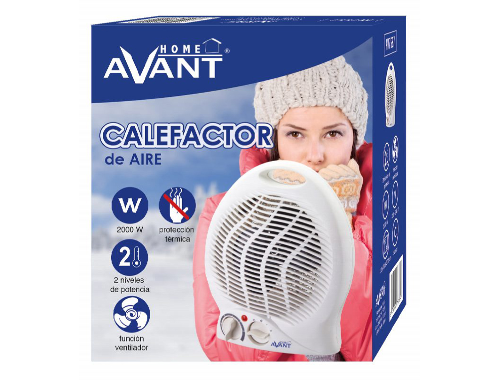 CALEFACTOR DE AIRE AVANT VERTICAL 2000W DOS NIVELES POTENCIA PROTECCION TERMICA FUNCION VENTILADOR COLOR