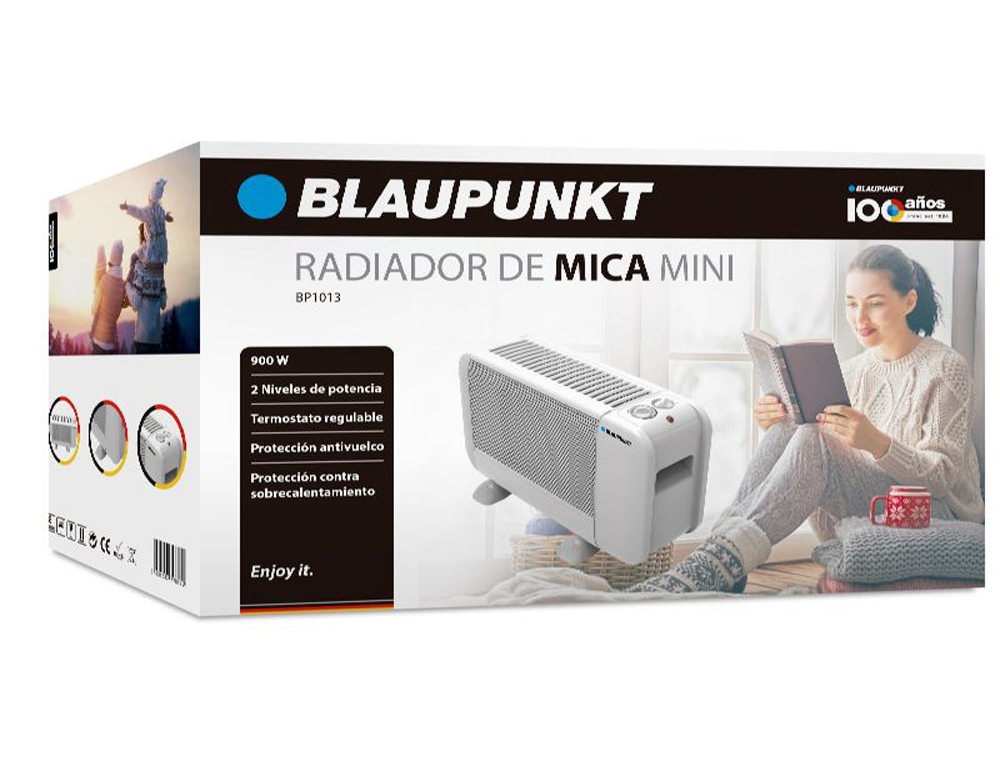 RADIADOR BLAUPUNKT MINI 900W DOS NIVELES POTENCIA PROTECCION SOBRECALENTAMIENTO COLOR BLANCO