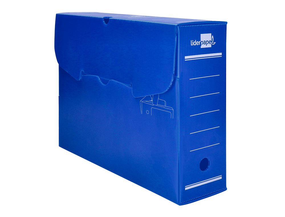 CAJA ARCHIVO DEFINITIVO PLASTICO LIDERPAPEL LOMO 100 MM AZUL 360X100X260 MM