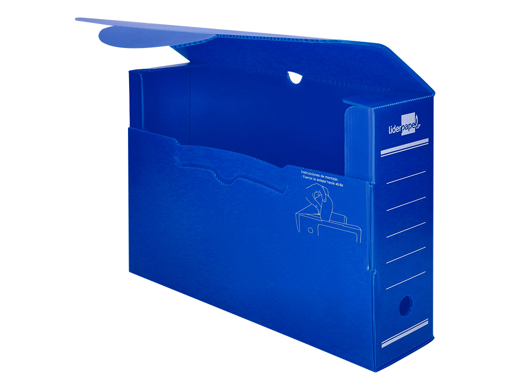 CAJA ARCHIVO DEFINITIVO PLASTICO LIDERPAPEL LOMO 100 MM AZUL 360X100X260 MM