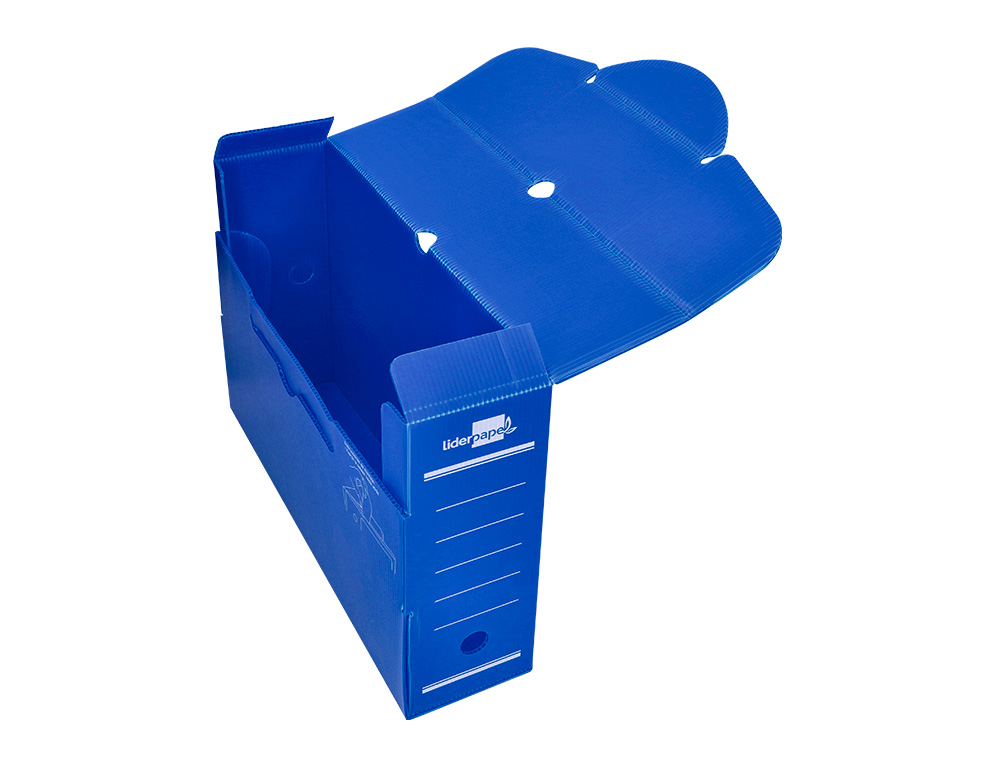 CAJA ARCHIVO DEFINITIVO PLASTICO LIDERPAPEL LOMO 100 MM AZUL 360X100X260 MM