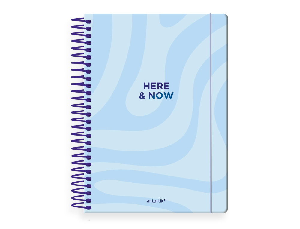 AGENDA ESPIRAL ANTARTIK HERE AND NOW A5+ 2026 DÍA PÁGINA AZUL CLARO PAPEL 80G FSC