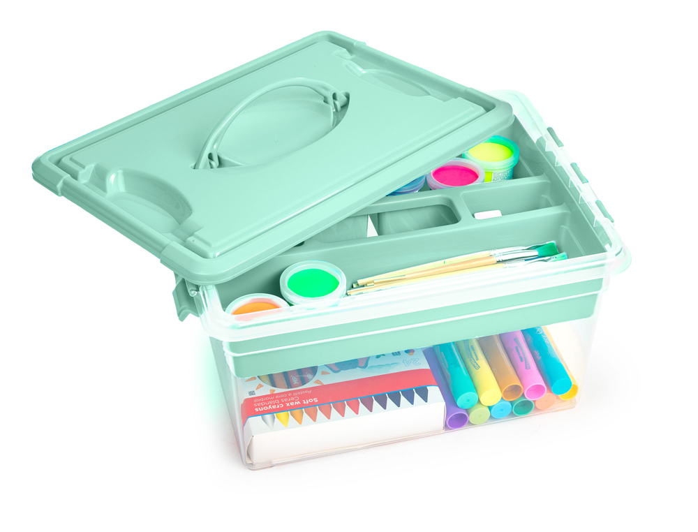 CAJA ORGANIZADORA PLASTICO PLASTICFORTE N 9 CON BANDEJA COLORES SURTIDOS 27X34X18 CM