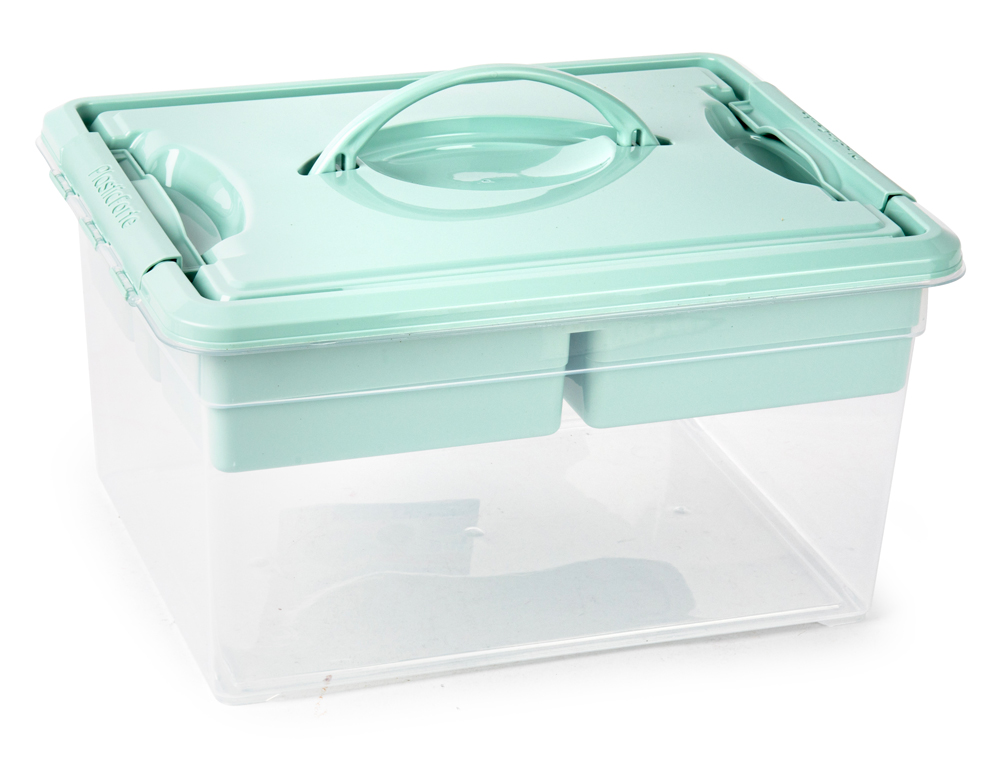 CAJA ORGANIZADORA PLASTICO PLASTICFORTE N 9 CON BANDEJA COLORES SURTIDOS 27X34X18 CM