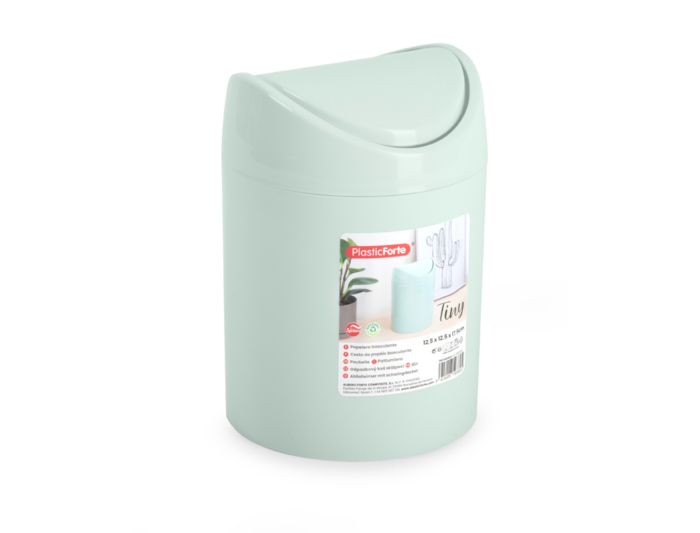 PAPELERA PLASTICO PLASTICFORTE TINY SOBREMESA 1,4L COLORES SURTIDOS 12,5X12,5X17,5 CM