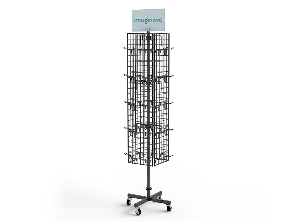PEGATINAS IMAGINOVO EXPOSITOR METALICO GIRATORIO CON 40 GANCHOS AJUSTABLES SURTIDO CERRADO 630 UDS 1874X532X532