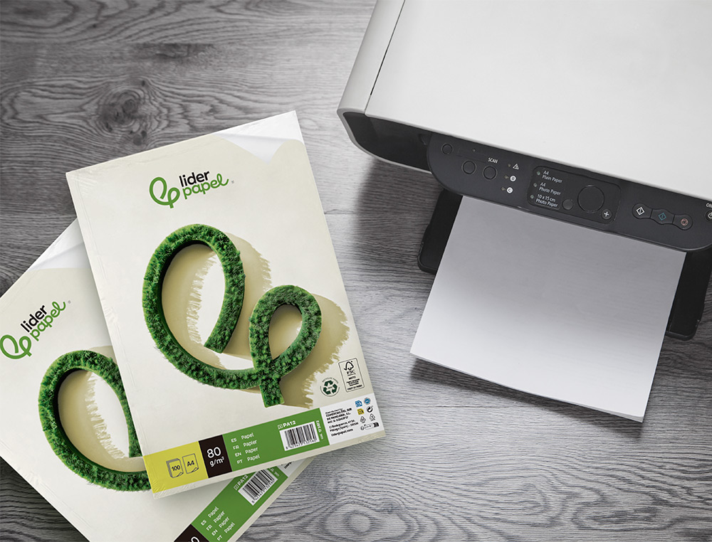 PAPEL LIDERPAPEL A4 80G/M2 RECICLADO LISO PAQUETE DE 100 HOJAS