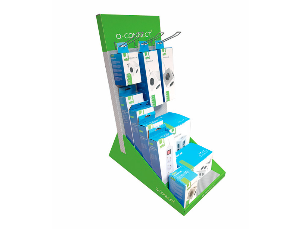 REGLETA Q-CONNECT ENCHUFE MULTIPLE EXPOSITOR DE SOBREMESA CON 10 UNIDADES SURTIDAS 680X300X580 MM