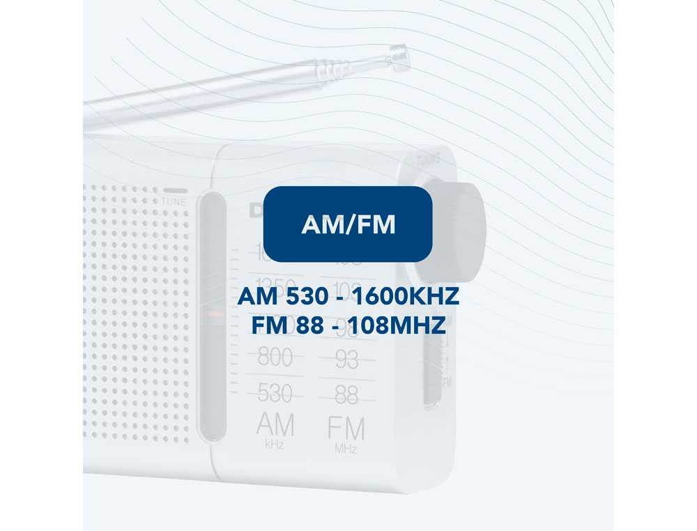 RADIO PORTATIL DAEWOO AM/FM ANTENA TELESCOPICA AURICULARES INCLUIDOS JACK 3.5 MM COLOR PLATA