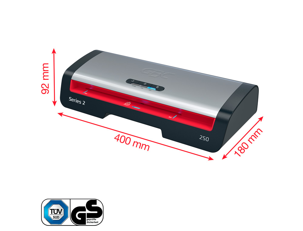 PLASTIFICADORA GBC 250 OFFICE DIN A4 APAGADO AUTOMATICO 2 RODILLOS HASTA 125 MICRAS
