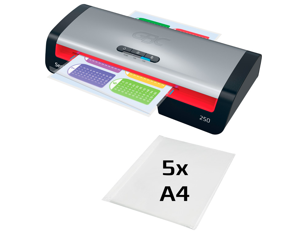 PLASTIFICADORA GBC 250 OFFICE DIN A4 APAGADO AUTOMATICO 2 RODILLOS HASTA 125 MICRAS