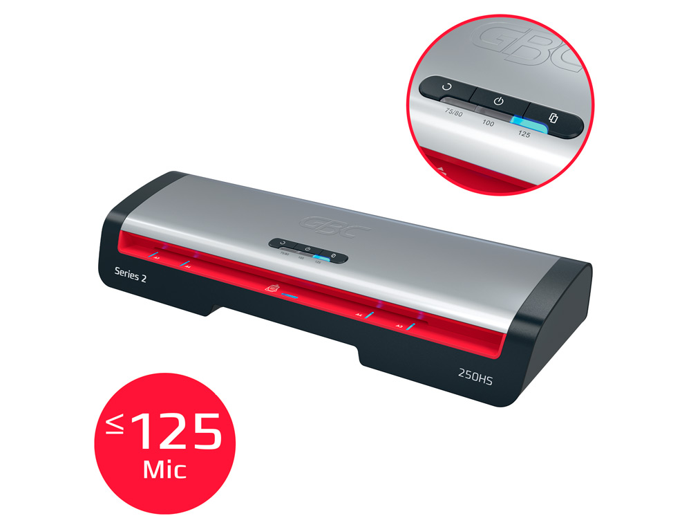 PLASTIFICADORA GBC 250HS OFFICE DIN A3 APAGADO AUTOMATICO 2 RODILLOS HASTA 125 MICRAS