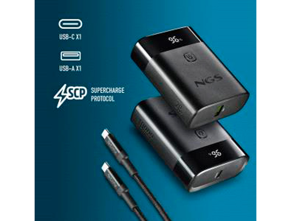 BATERIA EXTERNA NGS PARA PORTATIL CARGA RAPIDA 22,5W 10000 MAH 1XUSB-C 1XUSB-A