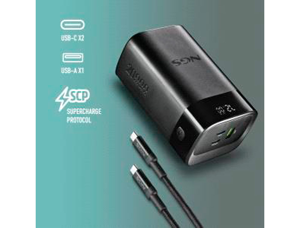 BATERIA EXTERNA NGS PARA PORTATIL CARGA RAPIDA 65W 20000 MAH 2XUSB-C 1XUSB-A