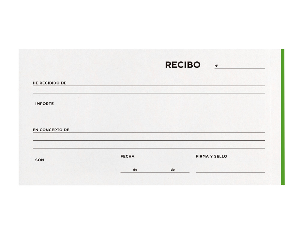 TALONARIO LIDERPAPEL RECIBOS 3/Fº APAISADO ORIGINAL Y 2 COPIAS SIN MATRIZ