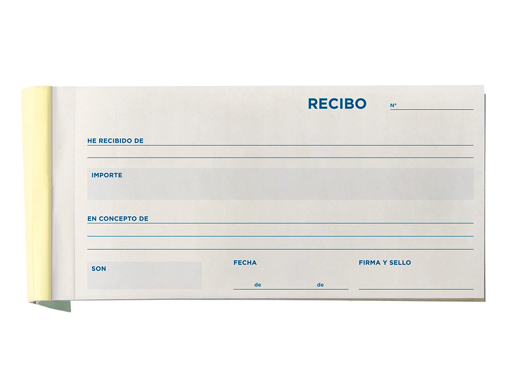 TALONARIO LIDERPAPEL RECIBOS 3/Fº APAISADO ORIGINAL Y 2 COPIAS SIN MATRIZ