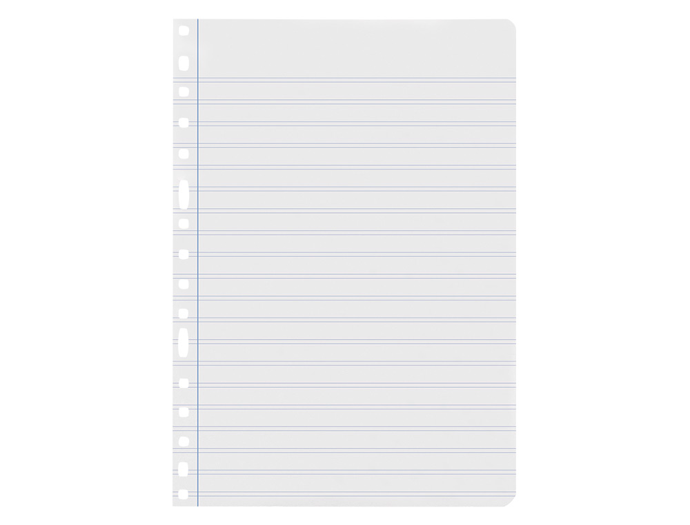 RECAMBIO LIDERPAPEL FOLIO 100 HOJAS 60G/M2 PAUTA 5ª 2.5MM CON MARGEN 16 TALADROS