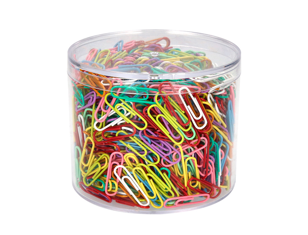 CLIPS COLORES LIDERPAPEL BOTE 1000 UNIDADES COLORES SURTIDOS