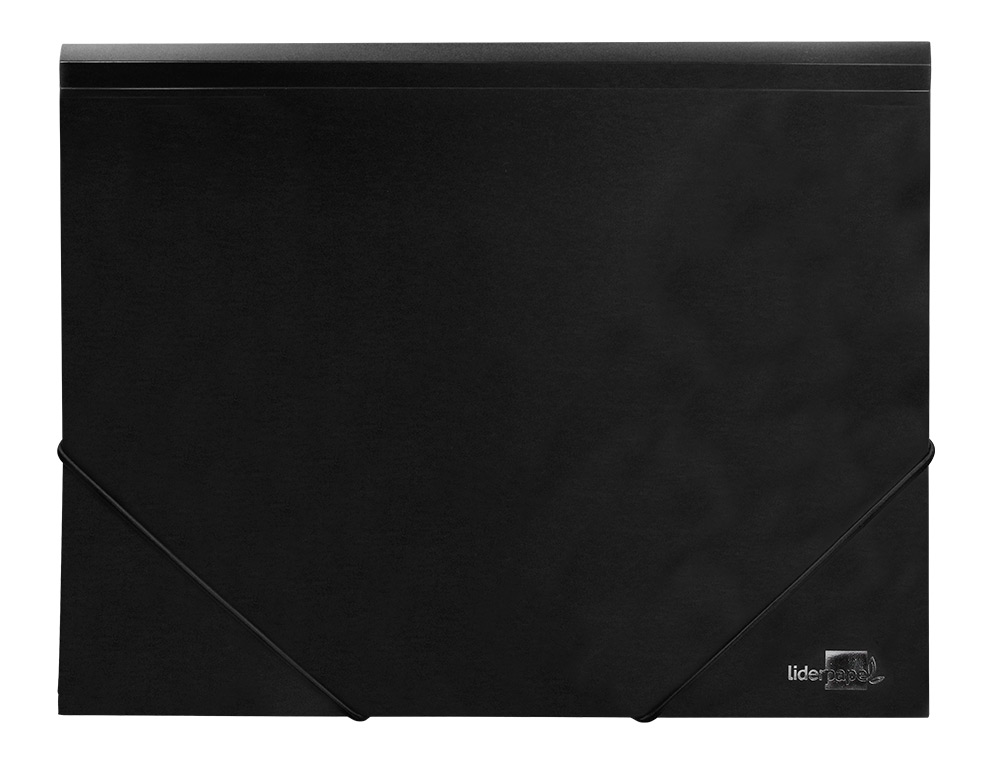 CARPETA LIDERPAPEL GOMAS TRES SOLAPAS POLIPROPILENO DIN A4 COLOR NEGRO OPACO