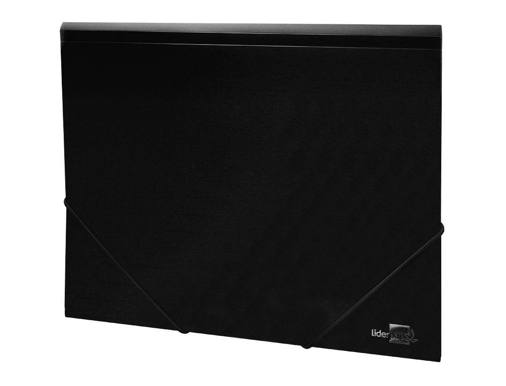 CARPETA LIDERPAPEL GOMAS TRES SOLAPAS POLIPROPILENO DIN A4 COLOR NEGRO OPACO
