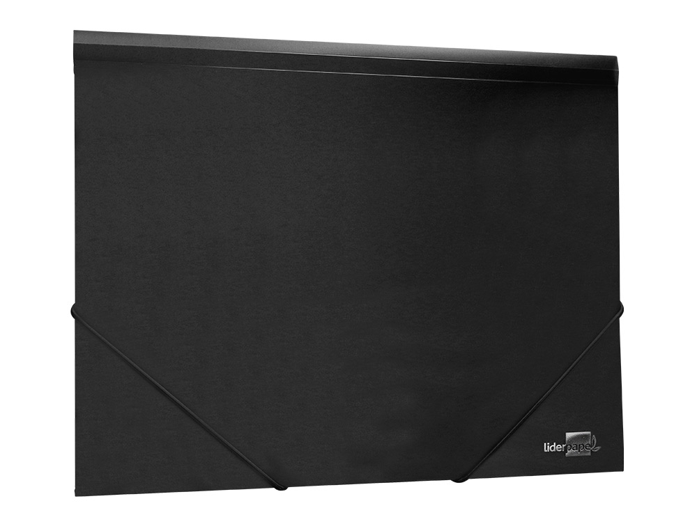 CARPETA LIDERPAPEL GOMAS TRES SOLAPAS POLIPROPILENO DIN A4 COLOR NEGRO OPACO