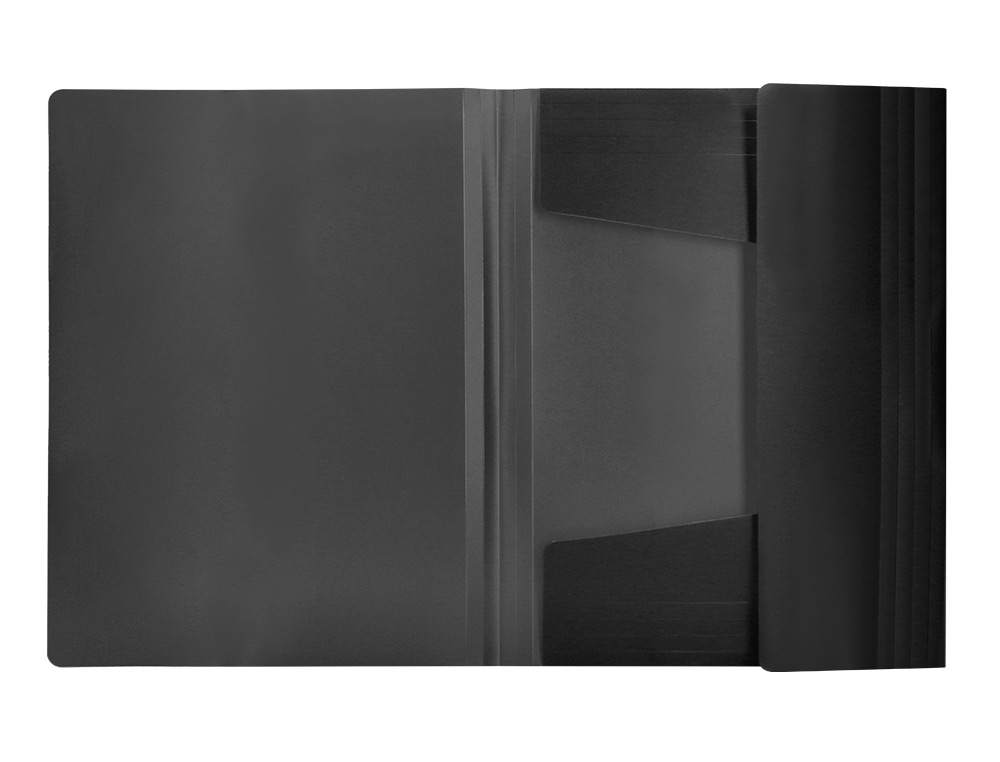 CARPETA LIDERPAPEL GOMAS TRES SOLAPAS POLIPROPILENO DIN A4 COLOR NEGRO OPACO