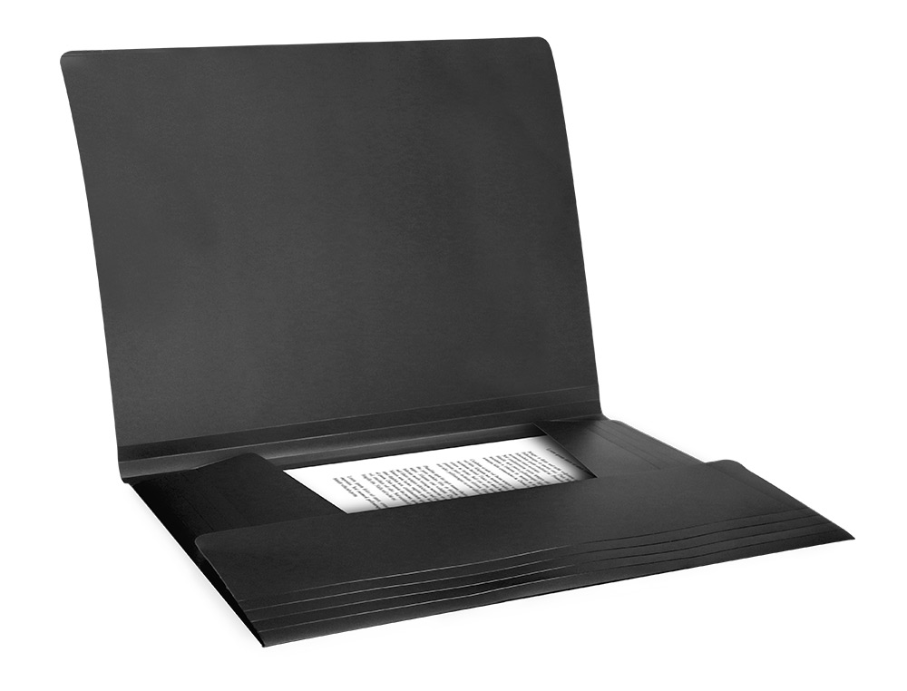 CARPETA LIDERPAPEL GOMAS TRES SOLAPAS POLIPROPILENO DIN A4 COLOR NEGRO OPACO