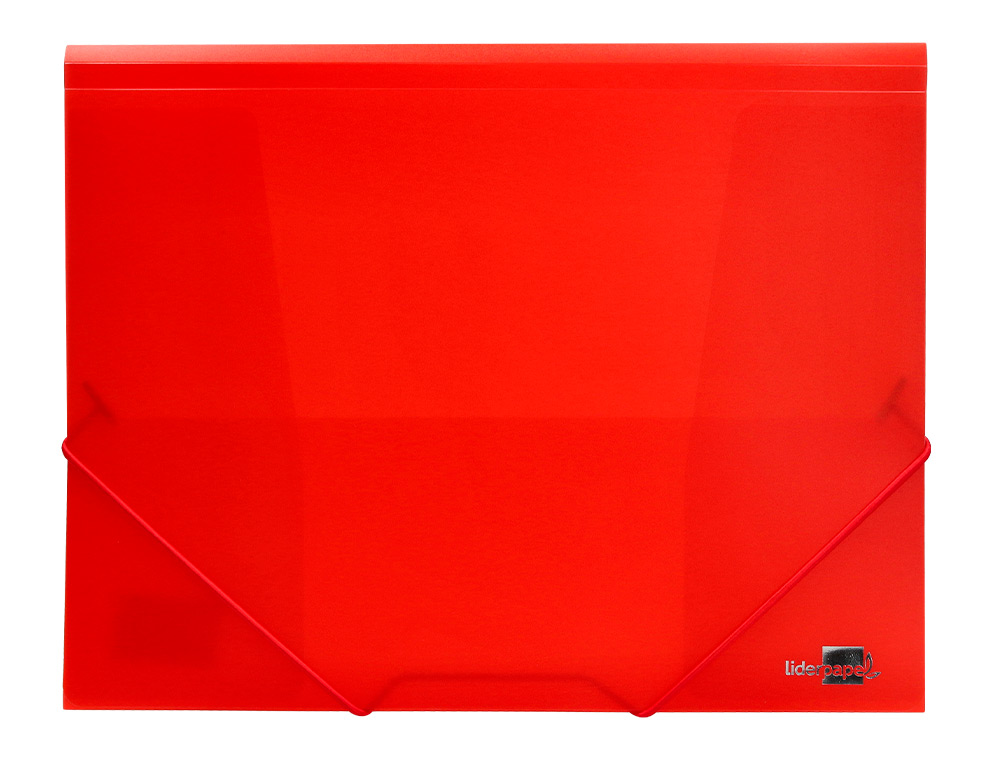 CARPETA LIDERPAPEL GOMAS TRES SOLAPAS POLIPROPILENO DIN A4 COLOR ROJO TRANSLUCIDO