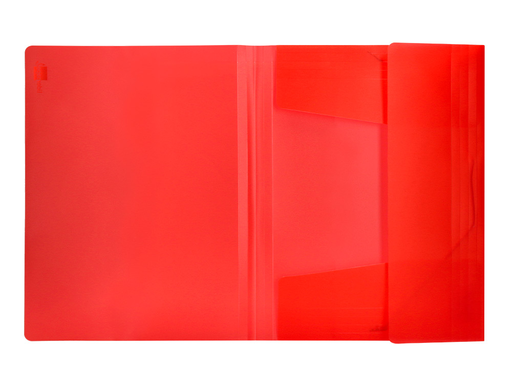CARPETA LIDERPAPEL GOMAS TRES SOLAPAS POLIPROPILENO DIN A4 COLOR ROJO TRANSLUCIDO