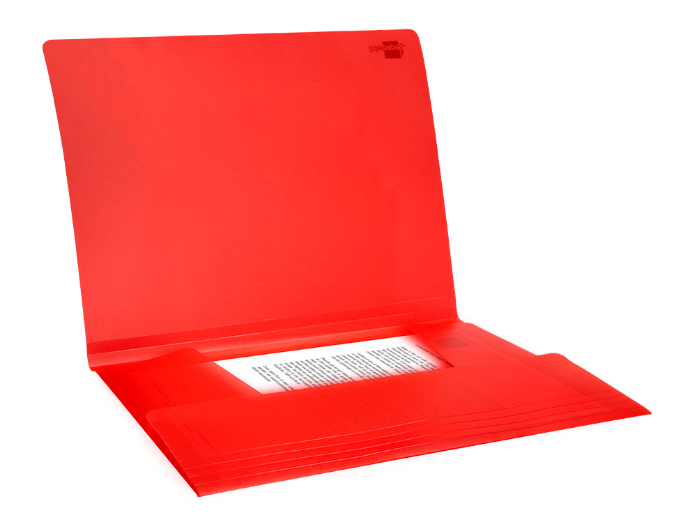 CARPETA LIDERPAPEL GOMAS TRES SOLAPAS POLIPROPILENO DIN A4 COLOR ROJO TRANSLUCIDO