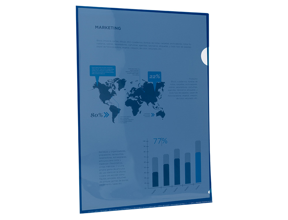CARPETA LIDERPAPEL DOSSIER UÑERO 44002 POLIPROPILENO DIN A4 AZUL 20 HOJAS