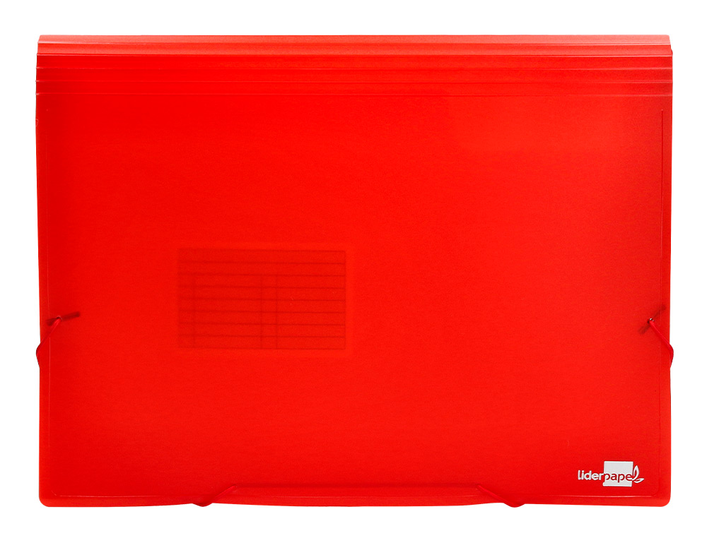 CARPETA LIDERPAPEL CLASIFICADOR FUELLE 32110 POLIPROPILENO DIN A4 ROJA TRANSPARENTE 13 DEPARTAMENTOS