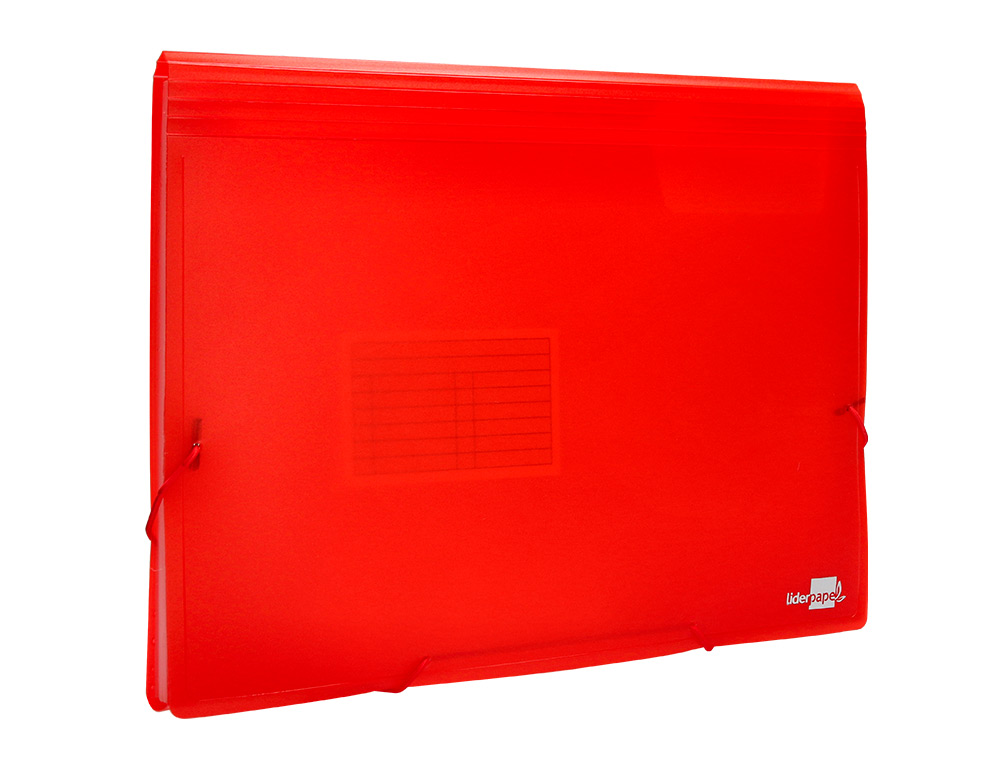 CARPETA LIDERPAPEL CLASIFICADOR FUELLE 32110 POLIPROPILENO DIN A4 ROJA TRANSPARENTE 13 DEPARTAMENTOS