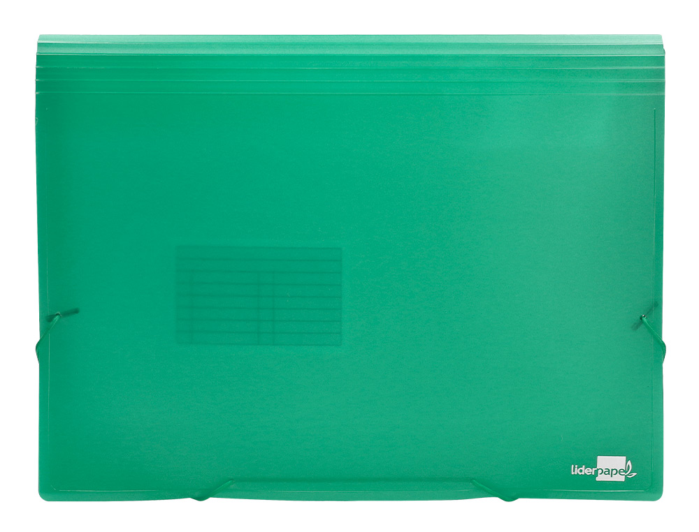 CARPETA LIDERPAPEL CLASIFICADOR FUELLE 32113 POLIPROPILENO DIN A4 VERDE TRANSPARENTE 13 DEPARTAMENTOS