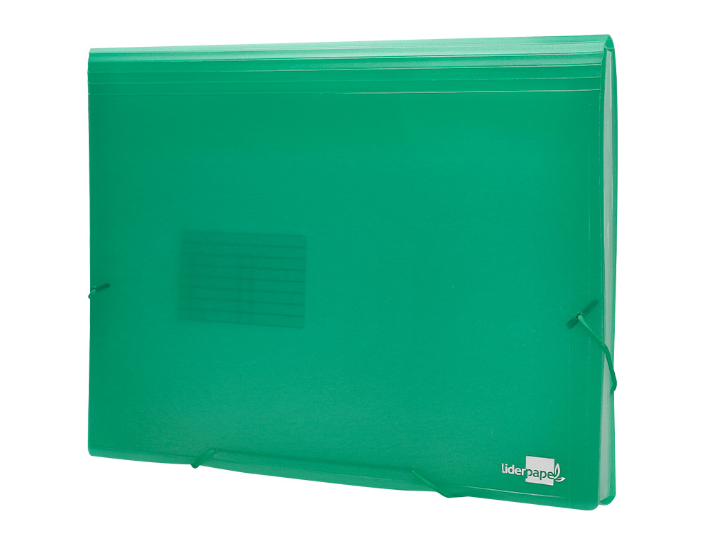 CARPETA LIDERPAPEL CLASIFICADOR FUELLE 32113 POLIPROPILENO DIN A4 VERDE TRANSPARENTE 13 DEPARTAMENTOS