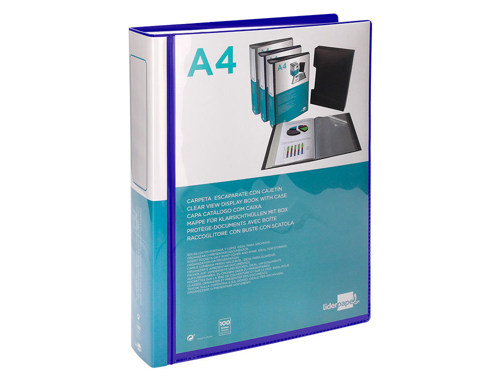 CARPETA LIDERPAPEL PERSONALIZA 37862 100 FUNDAS POLIPROPILENODIN A4 AZUL CON CAJETIN
