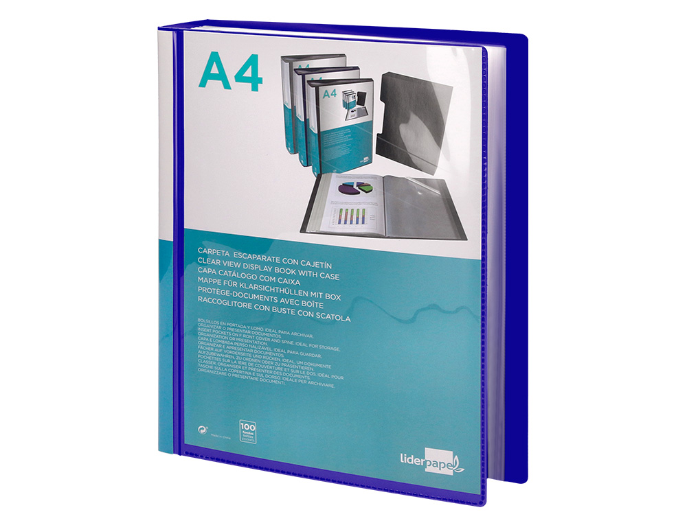 CARPETA LIDERPAPEL PERSONALIZA 37862 100 FUNDAS POLIPROPILENODIN A4 AZUL CON CAJETIN