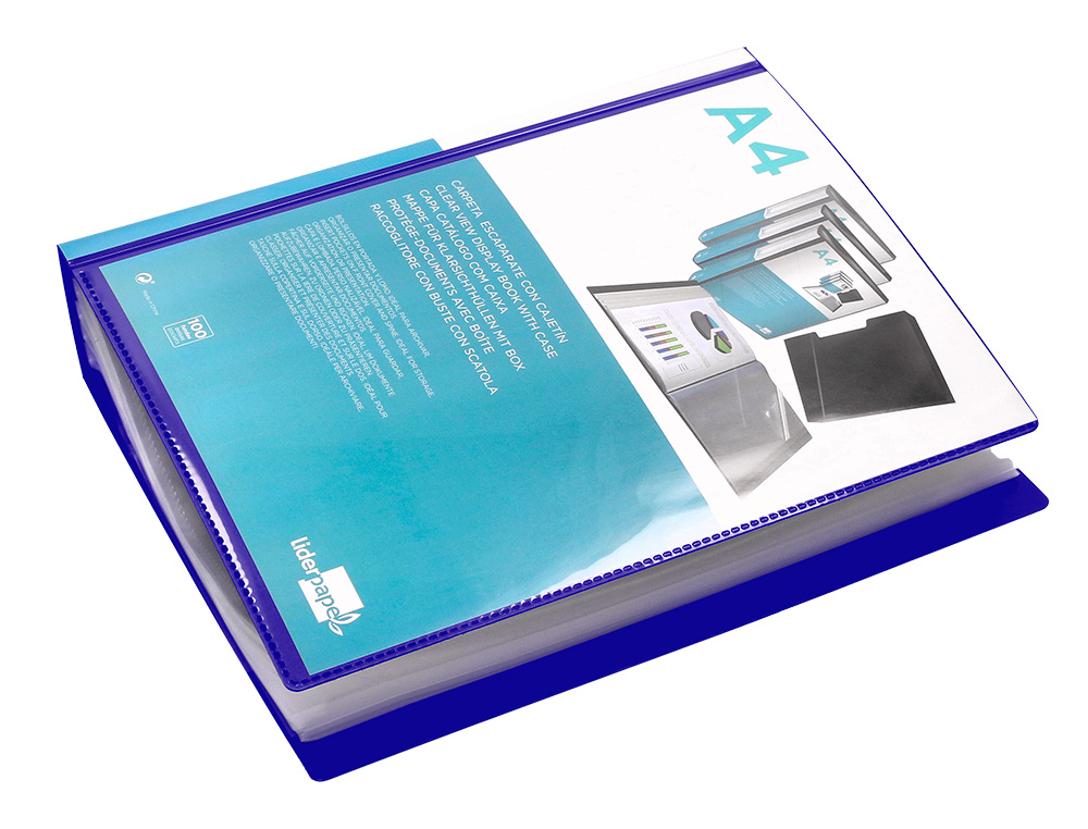 CARPETA LIDERPAPEL PERSONALIZA 37862 100 FUNDAS POLIPROPILENODIN A4 AZUL CON CAJETIN