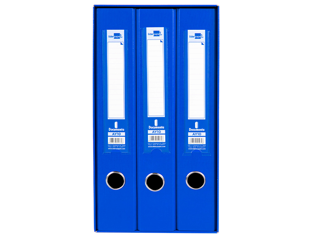 MODULO LIDERPAPEL 3 ARCHIVADORES FOLIO 2 ANILLAS MIXTAS 40MM AZUL