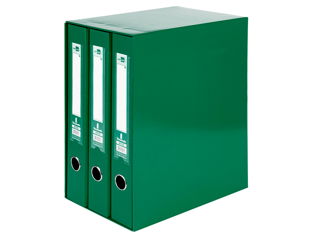 MODULO LIDERPAPEL 3 ARCHIVADORES FOLIO 2 ANILLAS MIXTAS 40MM VERDE