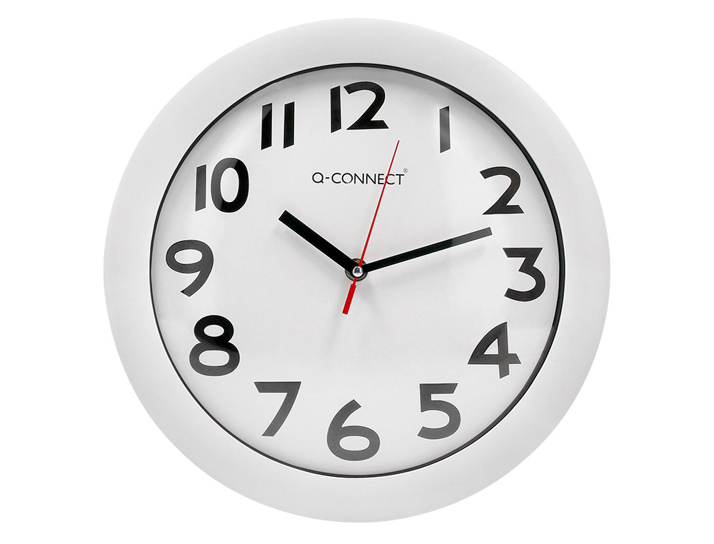 RELOJ Q-CONNECT DE PARED PLASTICO OFICINA REDONDO 30 CM MARCO BLANCO