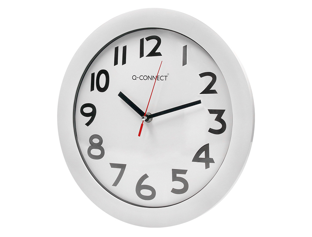 RELOJ Q-CONNECT DE PARED PLASTICO OFICINA REDONDO 30 CM MARCO BLANCO