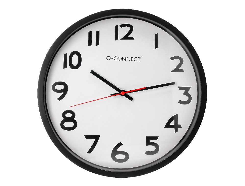 RELOJ Q-CONNECT DE PARED PLASTICO OFICINA REDONDO 34 CM MARCO NEGRO