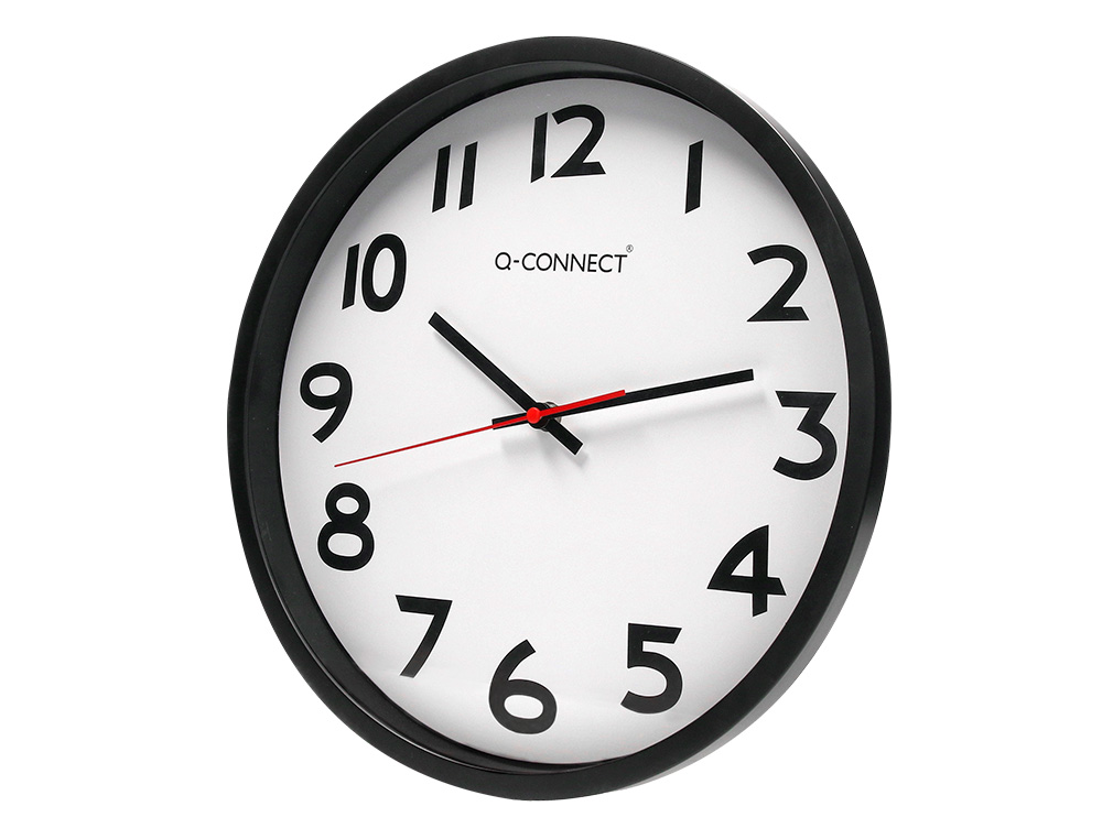 RELOJ Q-CONNECT DE PARED PLASTICO OFICINA REDONDO 34 CM MARCO NEGRO