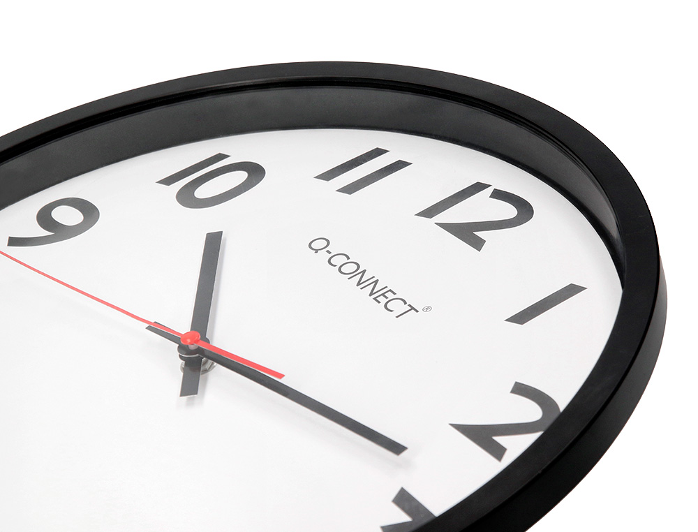 RELOJ Q-CONNECT DE PARED PLASTICO OFICINA REDONDO 34 CM MARCO NEGRO