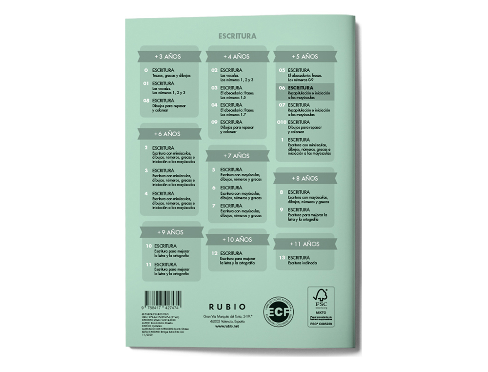CUADERNO RUBIO CALIGRAFIA Nº 06