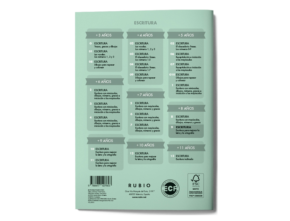 CUADERNO RUBIO CALIGRAFIA Nº 9