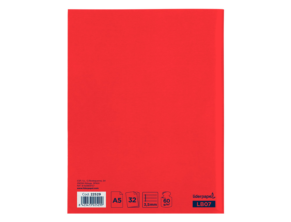 LIBRETA LIDERPAPEL SMART A5 32 HOJAS 60G/M2CUADRO PAUTA 4ª 3.5MM CON MARGEN