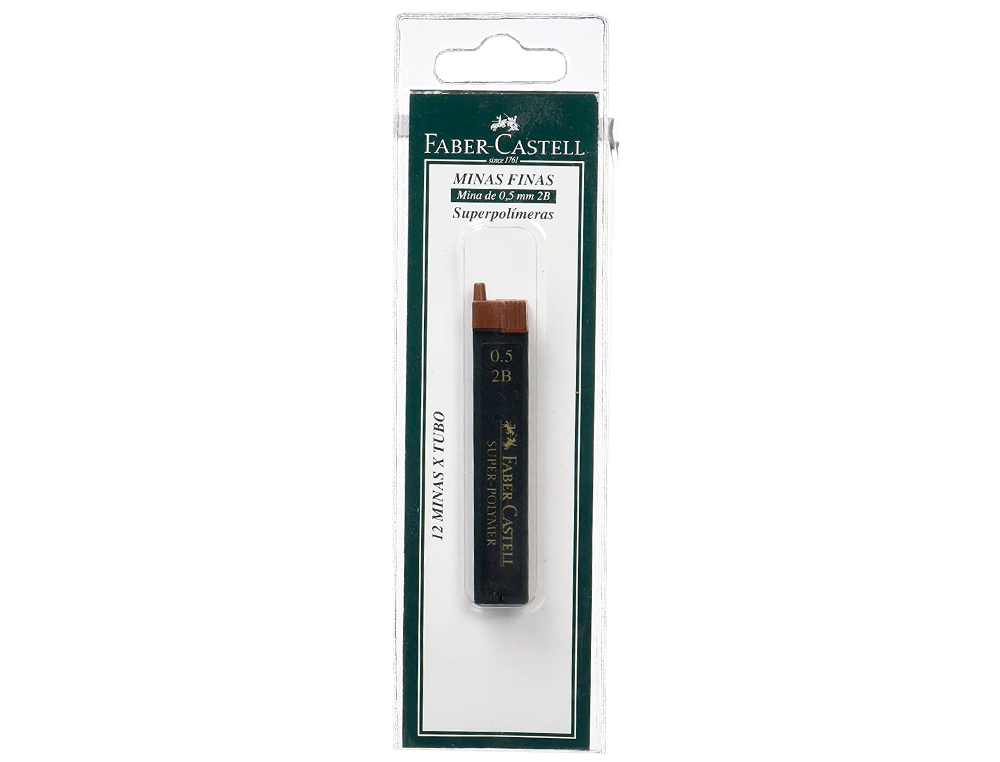 MINAS FABER GRAFITO 9065 0,5 MM 2B ESTUCHE DE 12 MINAS